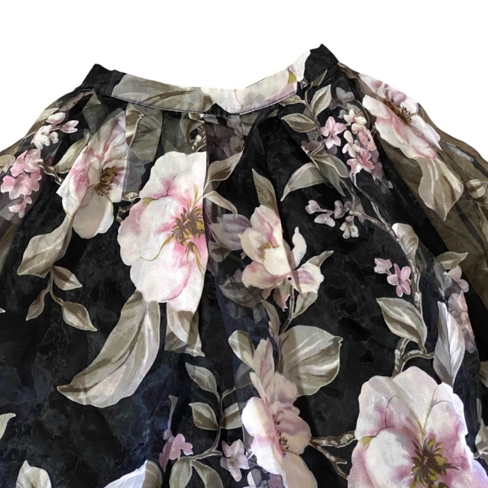Forever 21 Dark Floral Mesh Midi Skirt S Sheer Overlay Ballet Moody Romantic - Picture 4 of 10